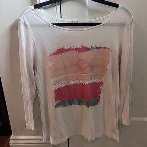 T. La (Anthropologie) women’s top. Size M. Color white (off white) with design